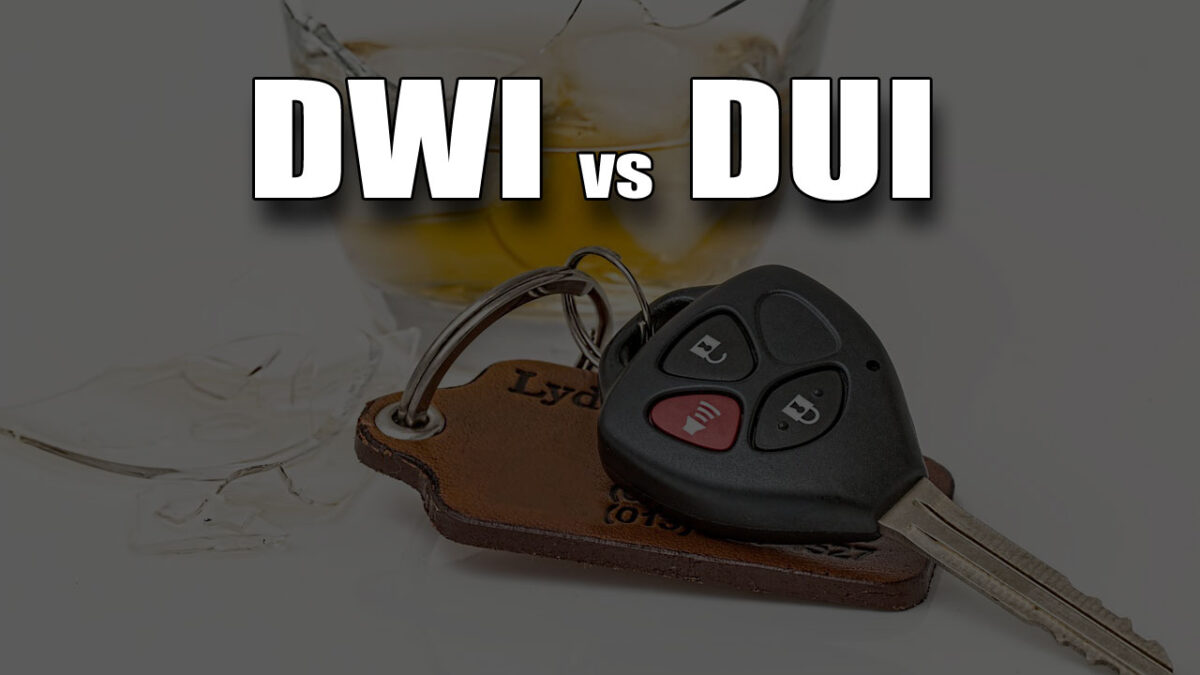 DWI vs DUI text overlay on car keys and a glass of alcohol, illustrating the distinction between impaired driving charges in Texas.