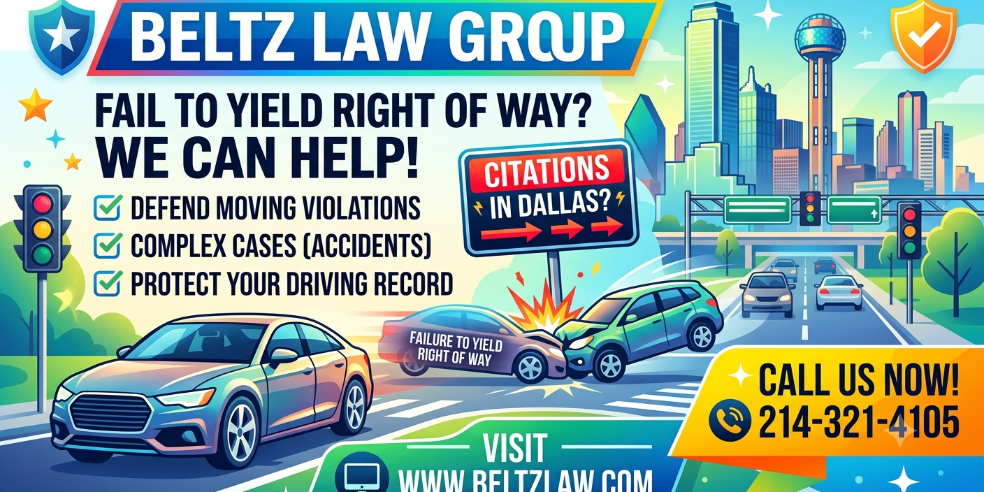 Dallas Fail to Yield Right Of Way Ticket Lawyer Dallas Fail to Yield Right Of Way Ticket Lawyer